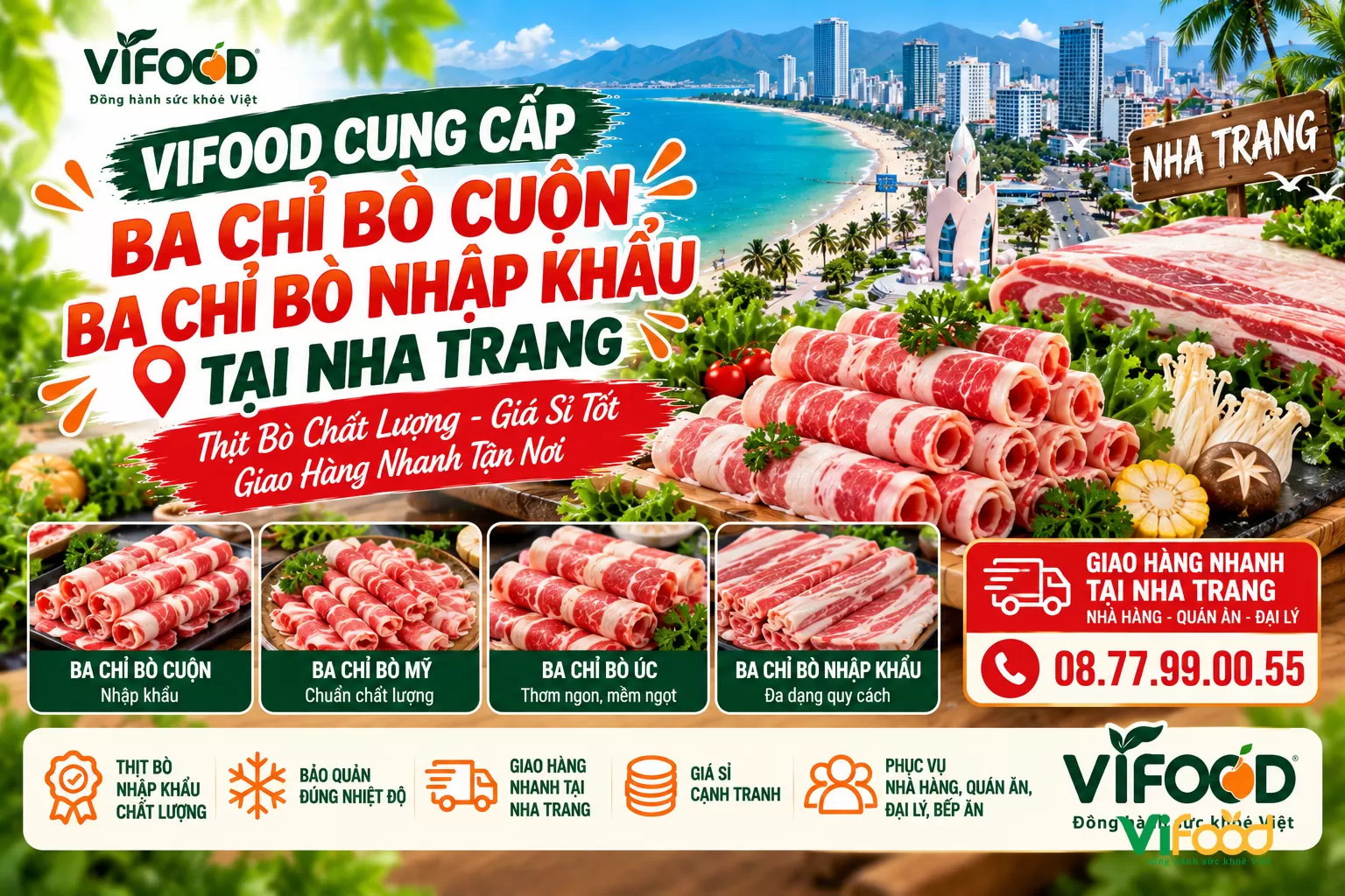 Sỉ Lẻ Ba Chỉ Bò Cuộn Nhập Khẩu Tại Nha Trang Giá Tốt - VIFOOD